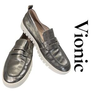 Vionic Shimmering Silver Loafers